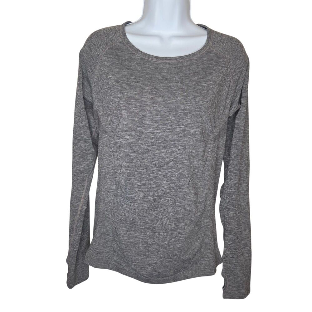 VSX Victoria’s Secret Sport Gray Seamless Long Sleeve Workout Top L Thumbholes